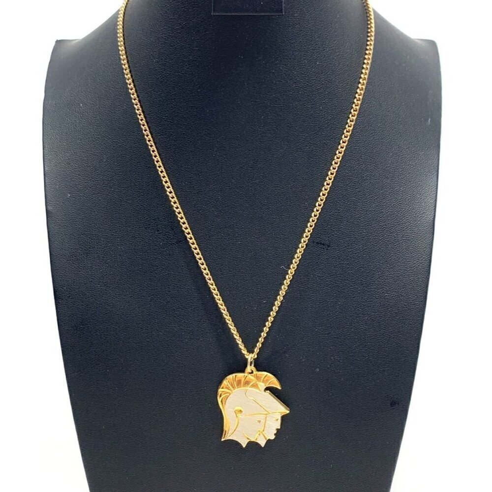 Vintage 1980's Gemini Zodiac Pendant & Chain Spartan Soldiers Gold Tone 18"L